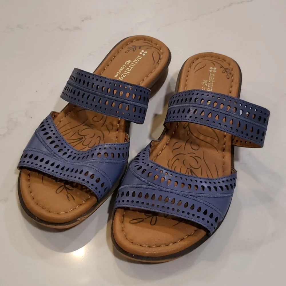 NATURALIZER 7.5 blue leather sandal - Picture 6 of 6
